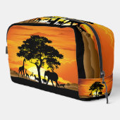 Wilde dieren op de Afrikaanse Savanna Sunset Toilettasje (Rechterhoek)