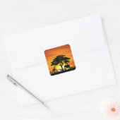 Wilde dieren op de Afrikaanse Savanna Sunset Vierkante Sticker (Envelop)