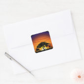 Wilde dieren op de Afrikaanse Savanna Sunset Vierkante Sticker (Envelop)