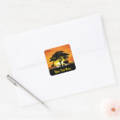 Wilde dieren op de Afrikaanse Savanna Sunset Vierkante Sticker (Envelop)