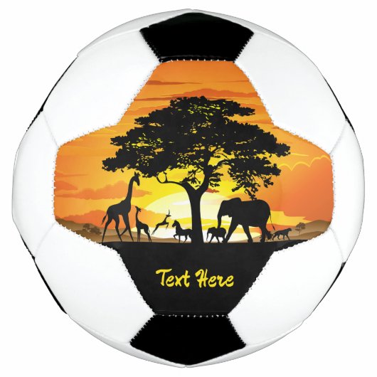 Wilde dieren op de Afrikaanse Savanna Sunset Voetbal (Voorkant)
