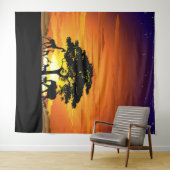 Wilde dieren op de Afrikaanse Savanna Sunset Wandkleed (In Situ (horizontaal))