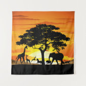 Wilde dieren op de Afrikaanse Savanna Sunset Wandkleed