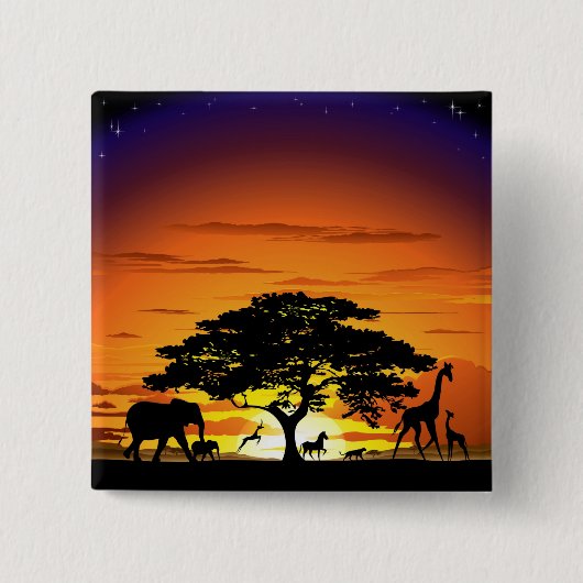 Wilde dieren op de Savannah Sunset Button (Voorkant)