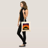 Wilde dieren op de Savannah Sunset canvas tas (Voorkant (model))