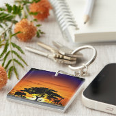 Wilde dieren op de Savannah Sunset sleutelhanger (Voorkant Rechts)