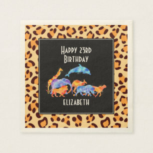 Wilde dieren op een luipaard Print Patroon Verjaar Servetten