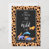 Wilde dieren op exotische cheeta print verjaardag kaart (Voorkant)