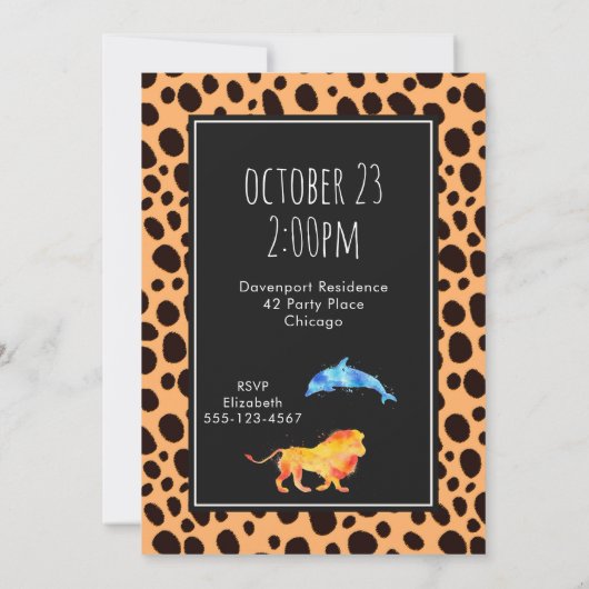 Wilde dieren op exotische cheeta print verjaardag kaart (Achterkant)