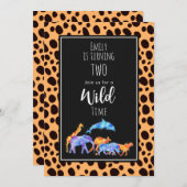 Wilde dieren op exotische cheeta print verjaardag kaart (Voorkant / Achterkant)