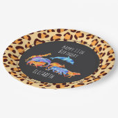 Wilde dieren op exotische luipaard, afgelopen zate papieren bordje (Gekanteld)