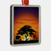Wilde dieren op het Savannah Sunset-Ornament Metalen Ornament (Rechts)