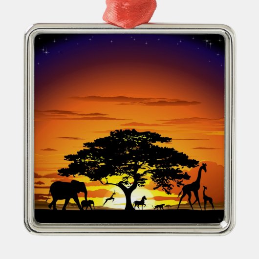 Wilde dieren op het Savannah Sunset-Ornament Metalen Ornament (Voorkant)