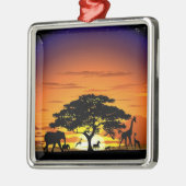 Wilde dieren op het Savannah Sunset-Ornament Metalen Ornament (Links)