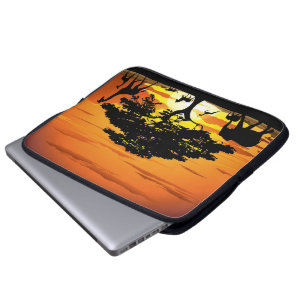 Wilde dieren op Savannah Sunset Electronics Bag Laptop Sleeve