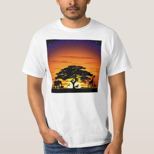 Wilde dieren op Savannah Sunset T-shirt (Voorkant)