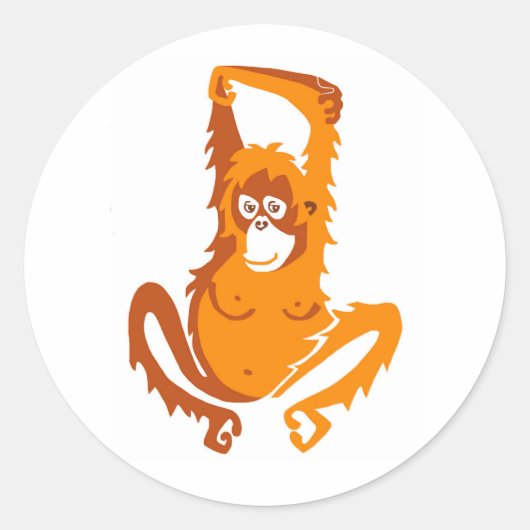 Wilde dieren - ORANGUTAN - Bedreigde dieren - Ronde Sticker (Voorkant)