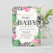 Wilde Dieren Palmbladeren 1e Verjaardag Kaart (Staand voorkant)