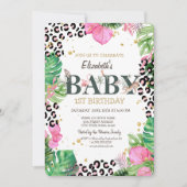 Wilde Dieren Palmbladeren 1e Verjaardag Kaart (Voorkant)