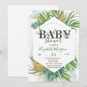 Wilde Dieren Palmbladeren Baby Shower Kaart
