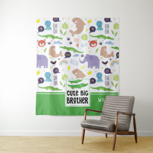 Wilde Dieren Patroon Schattige Oudere Broer Cadeau Wandkleed