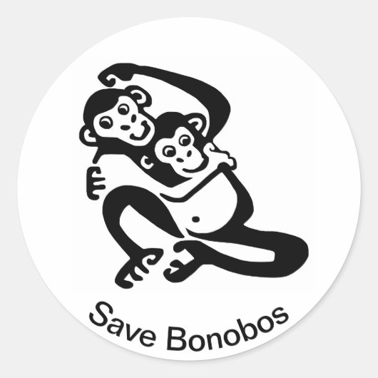 Wilde dieren - Red BONOBOS - Chimpansee - Afrika Ronde Sticker (Voorkant)