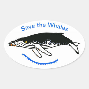 Wilde dieren Red de walvissen - Bedreigde dieren - Ovale Sticker