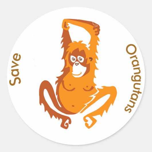 Wilde dieren Red ORANGUTANS - Bedreigde dieren - Ronde Sticker (Voorkant)