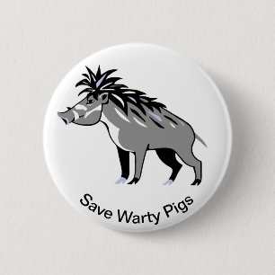 Wilde dieren - Red Warty PIGS - Bedreigd Ronde Button 5,7 Cm