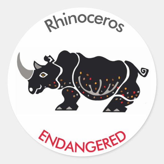 Wilde dieren - RHINOCEROS - Instandhouding - Afrik Ronde Sticker (Voorkant)