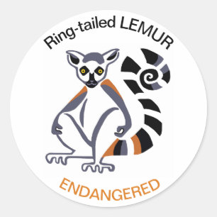 Wilde dieren - Ringstaart LEMUR- Natuur - Ronde Sticker