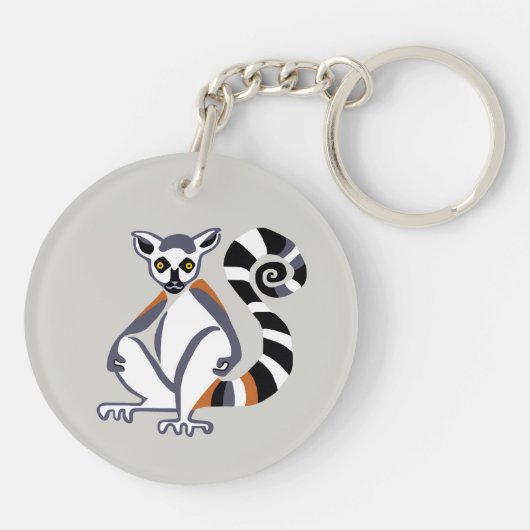 Wilde dieren - RingstaartLEMUR - Bedreigd dier - Sleutelhanger (Achterkant)