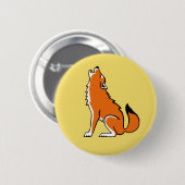 Wilde dieren - Rode WOLF- Natuur- geel Ronde Button 5,7 Cm (Voorkant /achterkant)