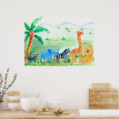 Wilde dieren Safari Artwork Poster (Keuken)