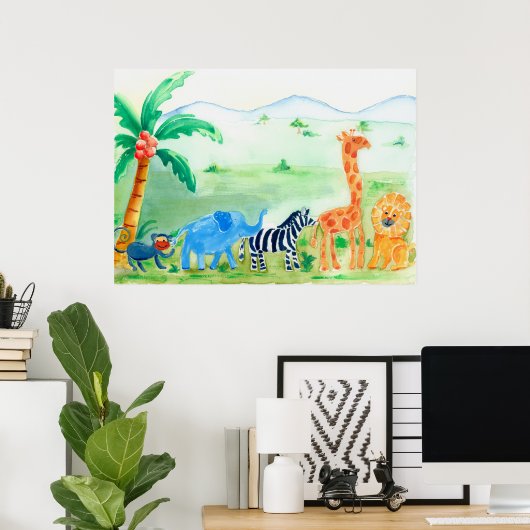 Wilde dieren Safari Artwork Poster (Thuiskantoor)