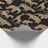 Wilde dieren Safari Elegant Golden Glitter Sparkle Cadeaupapier (Hoek)