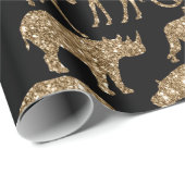 Wilde dieren Safari Elegant Golden Glitter Sparkle Cadeaupapier (Rol Hoek)