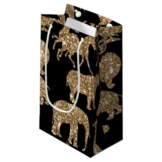Wilde dieren Safari Elegant Golden Glitter Sparkle Klein Cadeauzakje (Voorkant Gekanteld)