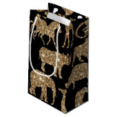 Wilde dieren Safari Elegant Golden Glitter Sparkle Klein Cadeauzakje (Achterkant Gekanteld)