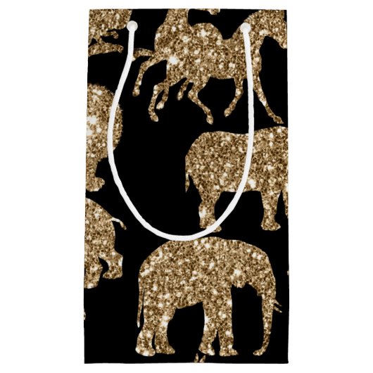 Wilde dieren Safari Elegant Golden Glitter Sparkle Klein Cadeauzakje (Voorkant)