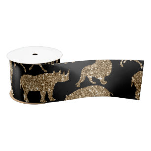 Wilde dieren Safari Elegant Golden Glitter Sparkle Satijnen Lint