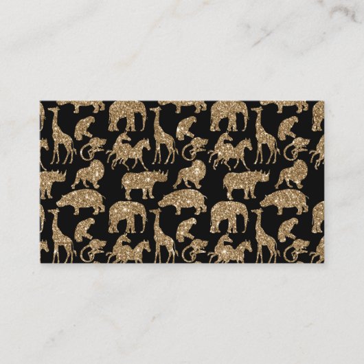Wilde dieren Safari Elegant Golden Glitter Sparkle Visitekaartje (Voorkant)