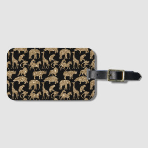 Wilde Dieren Safari Elegante Gouden Glitter Schitt Bagagelabel