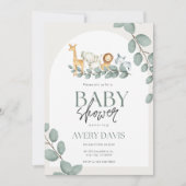Wilde Dieren Safari Meisje Baby Shower Kaart (Voorkant)