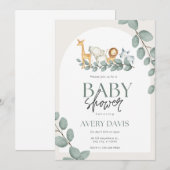 Wilde Dieren Safari Meisje Baby Shower Kaart (Voorkant / Achterkant)