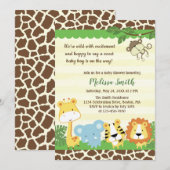 Wilde dieren Safari Oerwoud Baby shower Kaart (Voorkant / Achterkant)