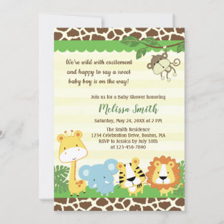 Wilde dieren Safari Oerwoud Baby shower Kaart