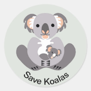 Wilde dieren - Save KOALAS - Bedreigde dieren Ronde Sticker