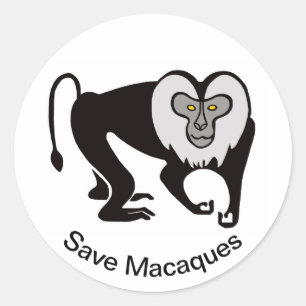 Wilde dieren - Save MACAQUES - Natuur - Ronde Sticker