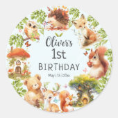 Wilde dieren Schattige magisch bos Ronde Sticker (Voorkant)